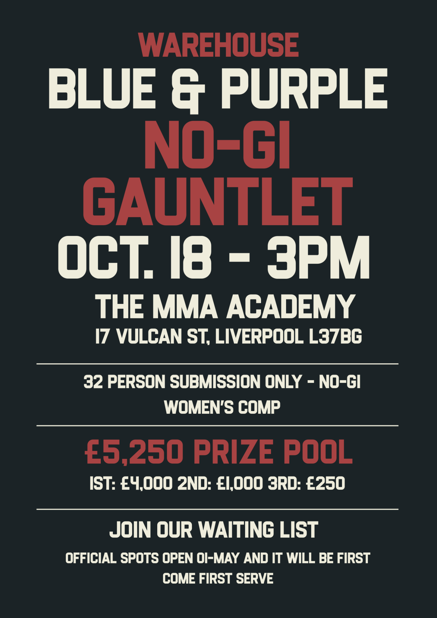 Blue & Purple Belt Entry – Women’s Only Tournament